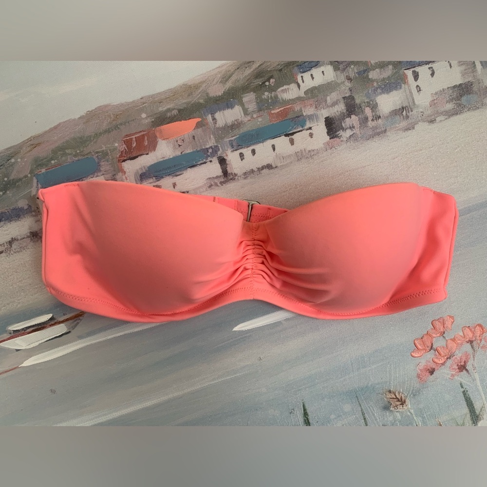 Victoria’s Secret Strapless Bandeau Coral Y2K Bikini Bathing Suit Top🍑🌸